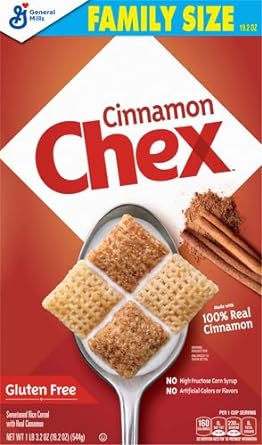 Cinnamon Chex Cereal, Gluten Free Breakfast Cereal, Made with Whole Grain, Family Size, 19.2 OZ