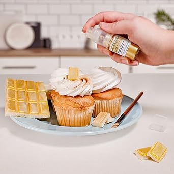Luster Dust - Egyptian Gold (4G 1X Pump) | Edible Vegan Dust & Paint For Cake Decorating, Ice Cream, Desserts, Cocktails And Beverages By Bakell