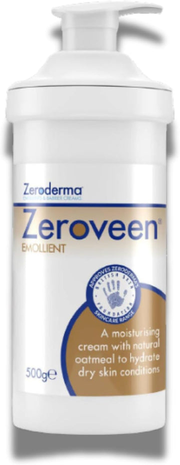 Zeroderma Zeroveen Emollient Cream, 2-In-1 Moisturiser & Soap Substitute, With Natural Oatmeal, Hydration For Dry Skin Such As Eczema & Other Dry Skin Conditions. 500G