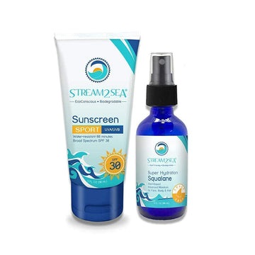 STREAM 2 SEA SPF 30 Mineral Sunscreen and Squalane Oil for for Moisturized Skin and Hair -Boosts Collagen with Vitamin E - Natural Protection and Hydration for Skin - Reef Safe and Paraben Free