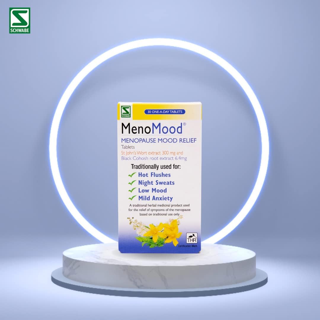 Schwabe Pharma - MenoMood - Menopause Mood Relief - St. John's Wort and Black Cohosh Extract - Traditionally Used for Hot Flushes, Night Sweats, Low Mood, Mild Anxiety - 30 Tablets : Amazon.co.uk: Health & Personal Care