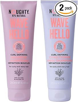 Mm Noughty Wave Hello Shampoo & Conditioner Set 250Ml | Curl Defining For Curly & Wavy Hair | 97% Natural, Vegan, Sulphate-Free, Paraben-Free Haircare Bundle For Frizz Control & Hydration