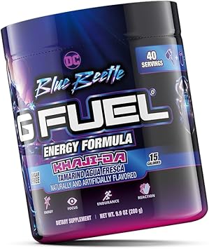 G Fuel Blue Beetle Energy Powder, Sugar Free, Clean Caffeine Focus Supplement, Water Mix, Tamarind Agua Fresca Flavor, Focus Amino, Vitamin + Antioxidants Blend - 9.9 Oz (40 Servings)