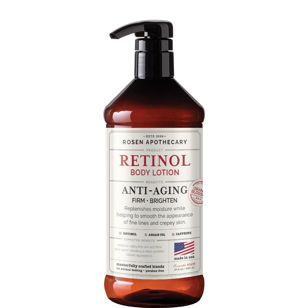 Rosen Apothecary Anti-Aging Retinol Body Lotion, Caffeine Firms Skin, Boosts Collagen, Restores Youthful Glow, 480ml : Beauty & Personal Care