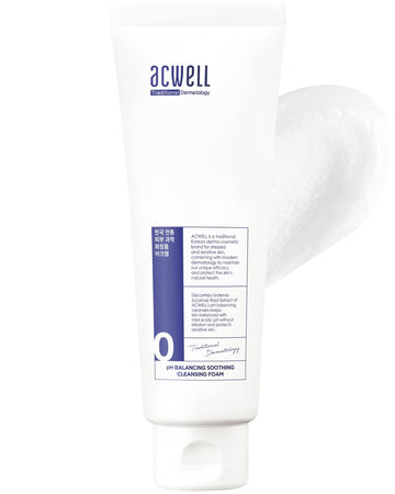 Acwell Ph Balancing Soothing Exfoliating Cleansing Foam 5.1 Fl.Oz. - Aha Bha Pha Exfoliating And Calming Facial Cleanser For Sensitive Skin, Ph 5.5, Calms Acne And Blemishes, Moisturizing Bubble Foam