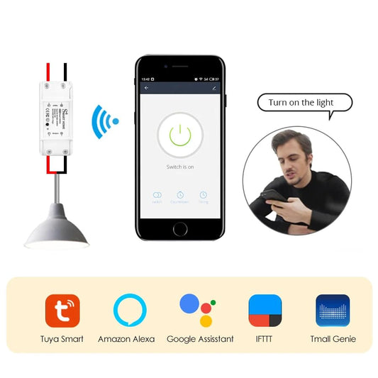 WiFi Smart Light Switch – Alexa & Google Assistant Compatible, Remote Control for Home Automation, White