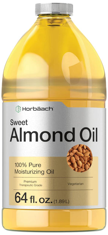 Horbäach Sweet Almond Oil 64 Fl Oz | For Hair And Skin | Pure And Moisturizing Formula | Bulk Size Carrier Oil | Vegan, Non-Gmo, Cruelty Free