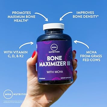 MRM Nutrition Bone Maximizer® III | with MCHA + Vitamin D3 + Vitamin K2 | Bone Health | High Potency | Key Vitamins and Minerals for Bones | 50 Servings : Health & Household