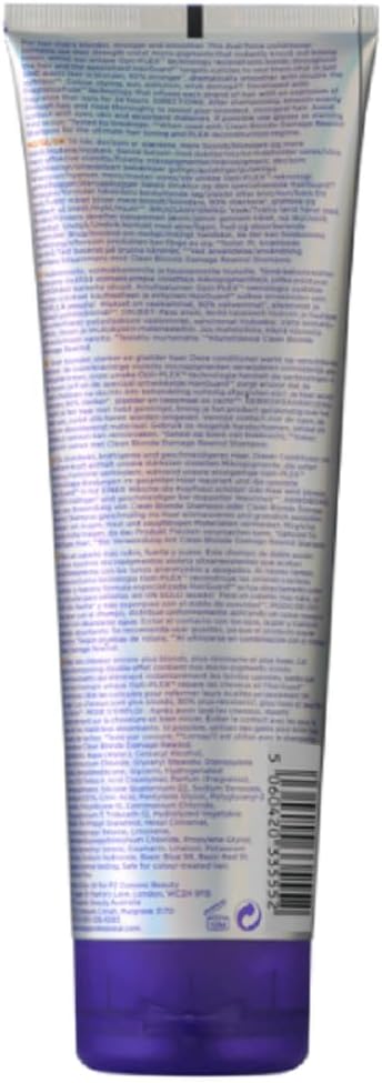 Fudge Professional Clean Blonde Damage Rewind Conditioner, Intense Purple Toning For Blonde Hair, Bond Repair Technology, Sulfate Free, 250 Ml