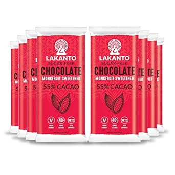 Lakanto Sugar Free Chocolate Bars - Dark Chocolate, Sweetened with Monk Fruit Sweetener, 3g Net Carbs, Keto, Gluten Free, All Natural, Snack, Hot Chocolate, Truffle (Original Chocolate - 8 Pack)