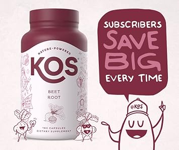 Kos Organic Beet Root Capsules 1500Mg - Natural Nitric Oxide Booster Superfood Powder - Supports Healthy & Active Lifestyle - 180 Capsules