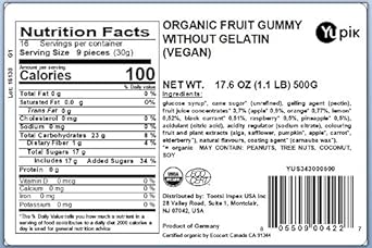 Yupik Gummy Bears, Organic, Gelatin-Free, Vegan Fruit, 1.1 lb, Non-GMO, Gluten-Free