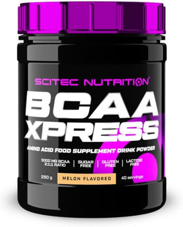 Scitec Nutrition Bcaa Xpress, Sugar, Gluten & Lactose-Free, 5G Pure Bcaa, Muscle Recovery & Growth, 2:1:1 Amino Acid Ratio, Flavoured & Easy Mixing, 280 G, Melon
