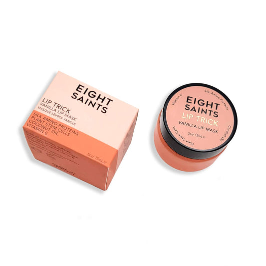 Eight Saints Lip Trick Vanilla Lip Mask, Natural and Organic Lip Gloss Treatment for Full, Soft Lips, Plumping, Hydrating, and Wrinkles, 0.5 Ounces