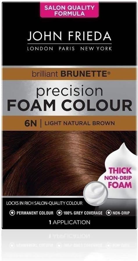 John Frieda Precision Foam Colour 6N, Salon Finish Hair Dye, 100 Percent Grey Coverage, Light Natural Brown : Amazon.co.uk: Beauty