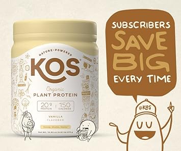 KOS Plant Based Protein Powder, Vanilla USDA Organic - Low Carb Pea Protein Blend, Vegan Superfood Rich in Vitamins & Minerals - Keto, Soy, Dairy Free - Meal Replacement for Women & Men - 10 Servings : Health & Household