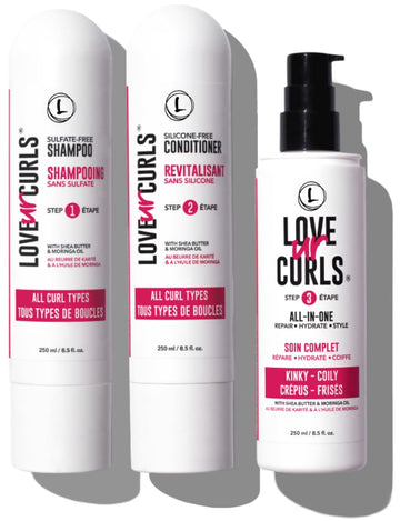 Lus (Love Ur Self) 3-Step System Shampoo And Conditioner Set With All-In-One Styler For Kinky-Coily Hair Nongreasy & Moisturizing - 8.5Oz Each