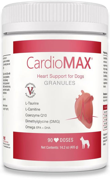 Heart Support Granules for Dogs - L-Taurine, L-Carnitine, EPA and DHA, Coenzyme Q10 - Aids Circulatory Strength, Cardiovascular Support, Heart Muscle Function - USA Made - 90 Doses