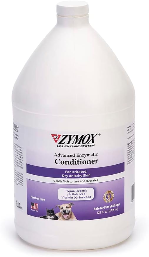 Zymox Advanced Enzymatic Leave-On Conditioner, 1 Gal. – For Pets & Animals Of All Ages: Conditions, Detangles, Soothes, & Moisturizers Skin & Coat