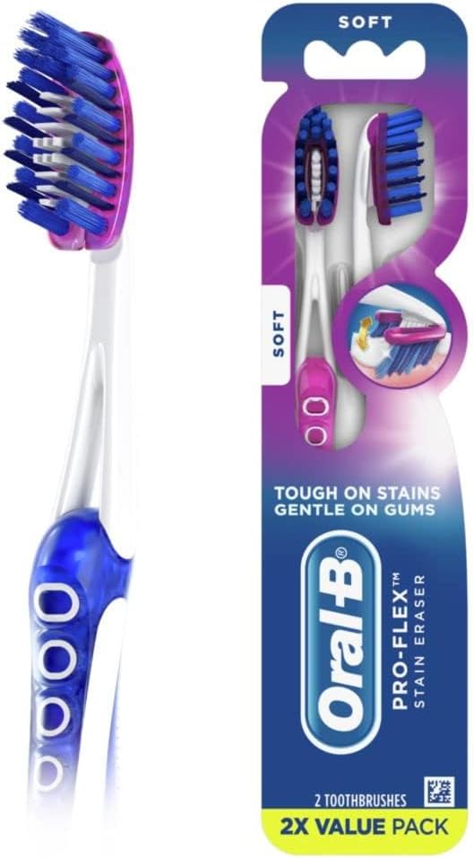 Oral-B 3D White Luxe Stain Eraser Toothbrushes, Soft, 2 Count