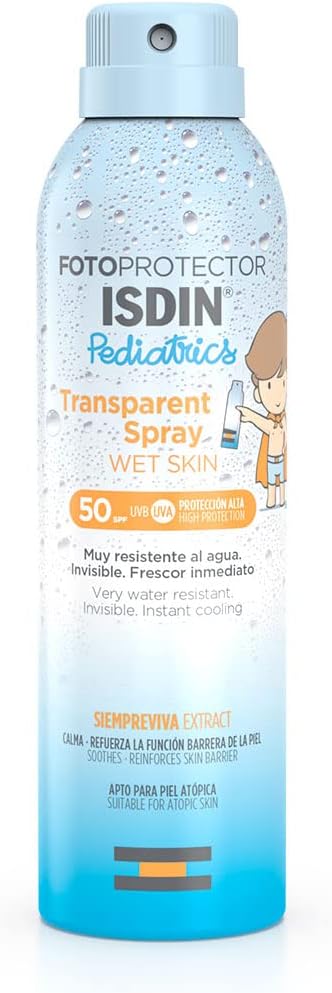 ISDIN Wet Skin Pediatrics Sunscreen Transparent Spray (250ml) | suitable for children from 3 years old onwards | High UVB UVA protection