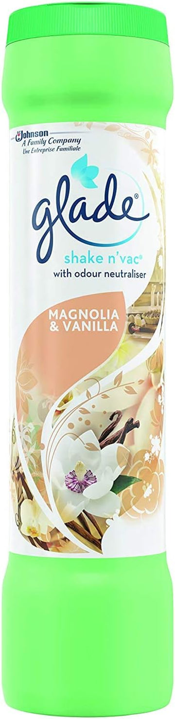 2 x Glade Shake N' Vac - Magnolia & Vanilla - 500g Carpet Freshener With Neutraliser by Glade