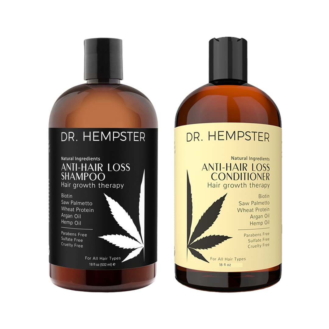 Hair Growth Shampoo and Conditioner Set for Thinning Hair and Hair Loss for Men and Women 17 oz - Hemp Oil, Biotin, Natural and Organic Ingredients - Hair Thickening and Volumizing