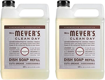 MRS. MEYER'S CLEAN DAY Liquid Dish Soap Refill Lavender, 48 Fl Oz (Pack of 2)