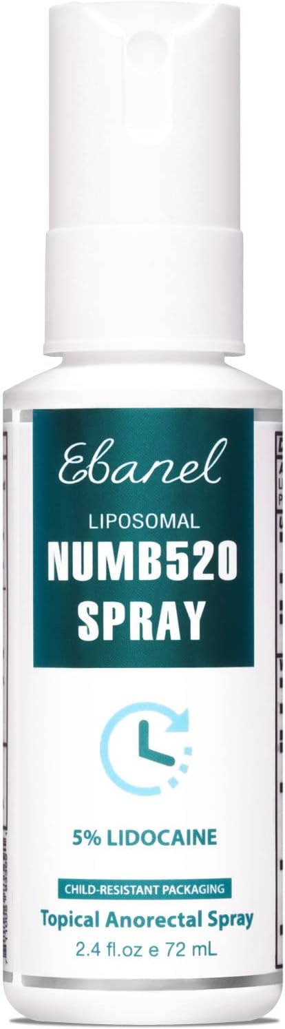 Ebanel 5% Lidocaine Spray Pain Relief Numb520 Numbing Spray With Phenylephrine, Topical Lidocaine Anesthetic Pain Relief Spray With Arginine, Allantoin, Secured With Child Resistant Cap, 2.4 Fl Oz