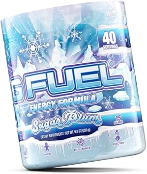 G Fuel Sugar Plum Energy Powder, Sugar Free, Clean Caffeine Focus Supplement, Water Mix, Sweet Fruit Candy Flavor, Focus Amino, Vitamin + Antioxidants Blend, 9.8 Oz (40 Servings)