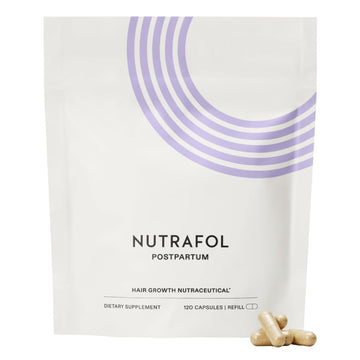 Nutrafol Postpartum Hair Growth Supplements, Clinically Tested For Visibly Thicker Hair And Less Shedding, Breastfeeding-Friendly - 1 Month Supply, 1 Refill Pouch