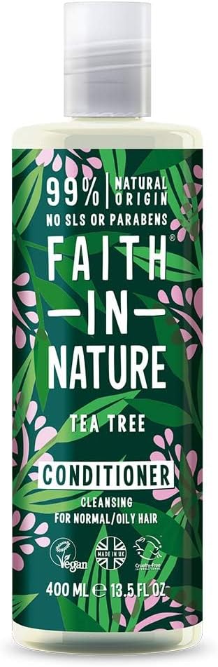 Faith In Nature Natural Tea Tree Conditioner, Cleansing, Vegan & Cruelty Free, No Sls Or Parabens, For Normal To Oily Hair, 400Ml