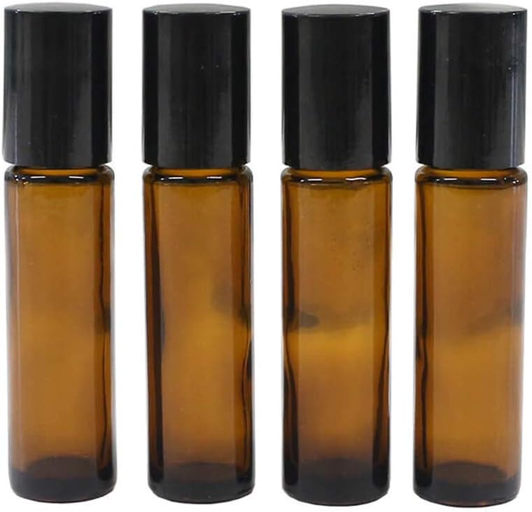 Plant Therapy 10 ml (1/3 fl oz) Amber Glass Essential Oil Roll On Bottles - Pack of 4 : Health & Household