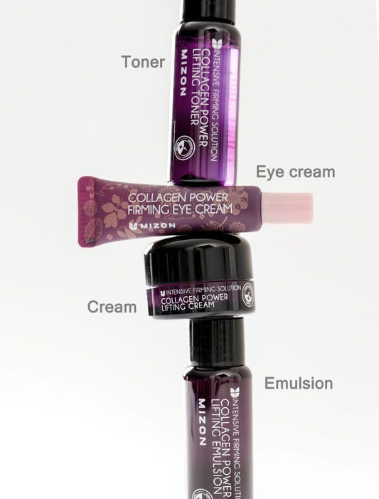 Mizon Marine Collagen Mini Set Travel Skincare Set (Toner+Emulsion+Eye Cream+Face Cream) Elasticity Booster Youth Recovery
