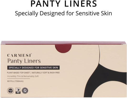 Panty Liners | Designed for Sensitive Skin | Protects Against Spotting & Light Discharge | Plant-Based Top Sheet | Completely Safe | 60 Pieces