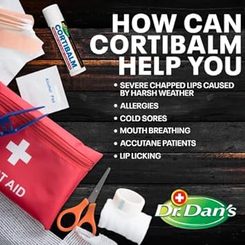 Dr. Dan's Cortibalm- 12 Pack - for Dry Cracked Lips - Healing Lip Balm for Severely Chapped Lips - Designed for Men, Women and Children : Beauty & Personal Care
