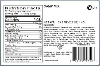 Yupik Camp Trail Mix, 2.2 Lb, A Mix Of Raisins, Papaya, Almonds, Peanuts, Walnuts, Yogurt Covered Raisins, And Candy Covered Peanuts, Pack Of 1