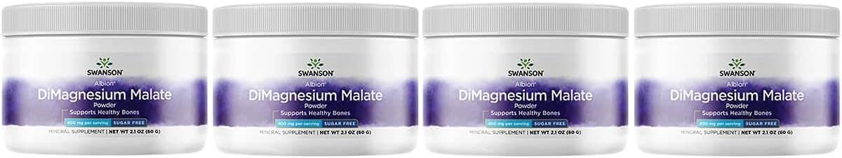 Swanson Albion Dimagnesium Malate 2.1 Ounce (60 G) Pwdr (4 Pack)