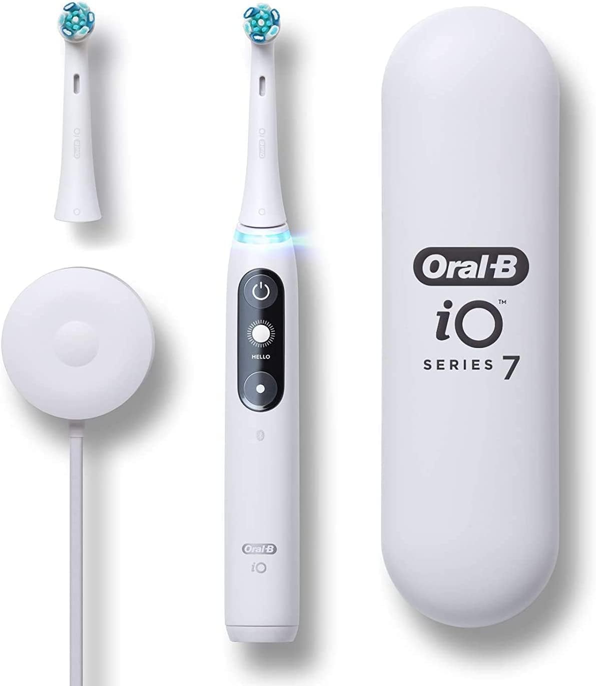 Oral-B Io Series 7 Electric Toothbrush With 2 Replacement Brush Heads, White Alabaster