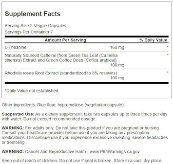 Swanson Ultra Pure Energy Trial Size 14 Veg Caps