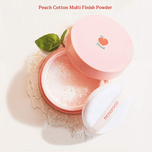 SKINFOOD Peach Cotton Multi Finish Powder 15g - Peach Extract & Calamin Powder Contained Sebum Control Silky Powder for Oily Skin, Sweet Peach Scent with Baby Skin