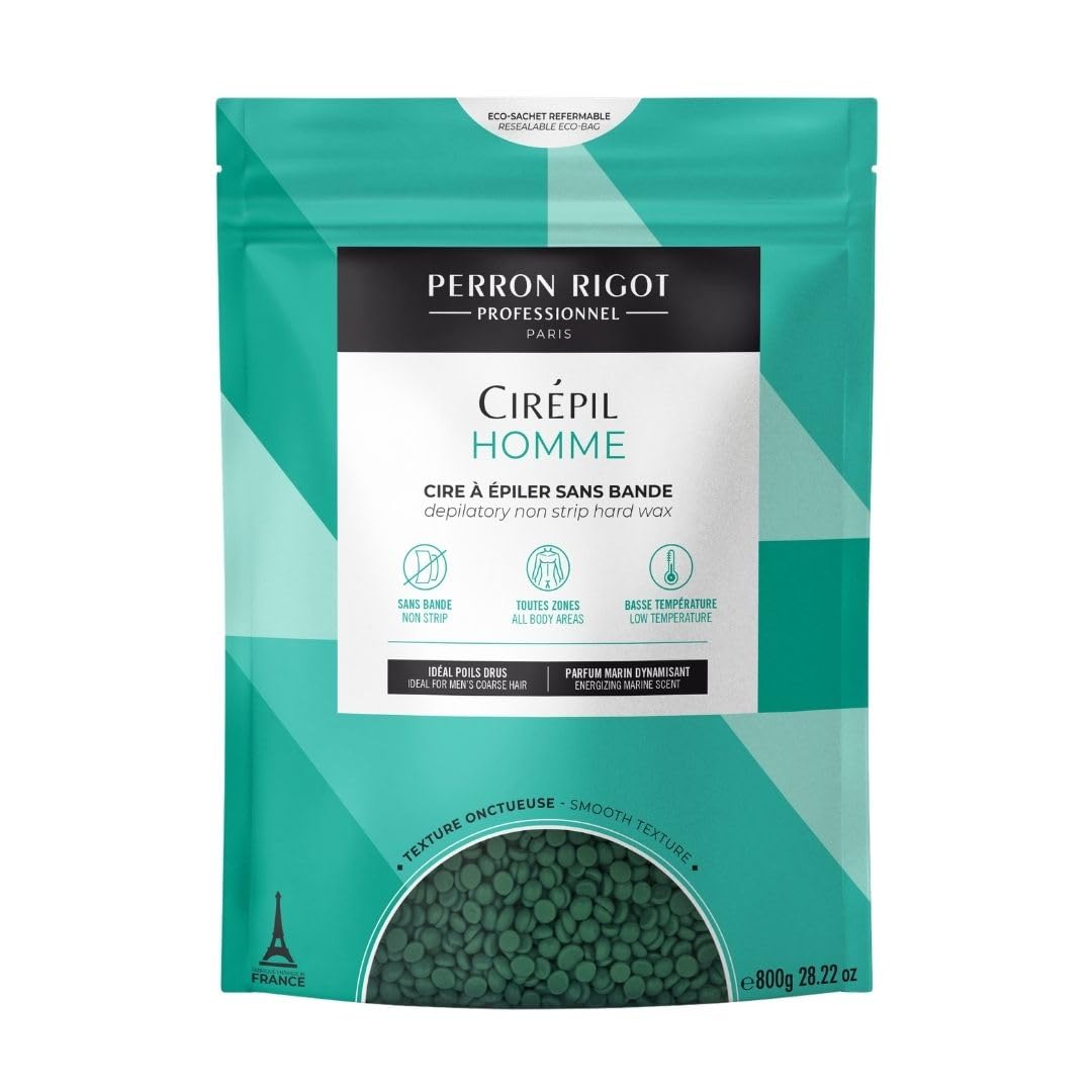 Cirepil - Homme - 800G / 28.22 Oz Wax Beads Bag - Fresh Marine Scent - Flexible Formula For Male, Easy Application And Removal