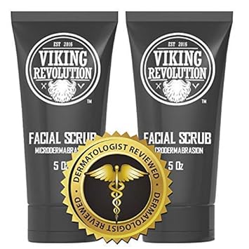 Viking Revolution Microdermabrasion Face Scrub for Men - Facial Cleanser for Skin Exfoliating, Deep Cleansing, Removing Blackheads, Acne, Ingrown Hairs - Men's Face Scrub for Pre-Shave (2 Pack) : Beauty & Personal Care