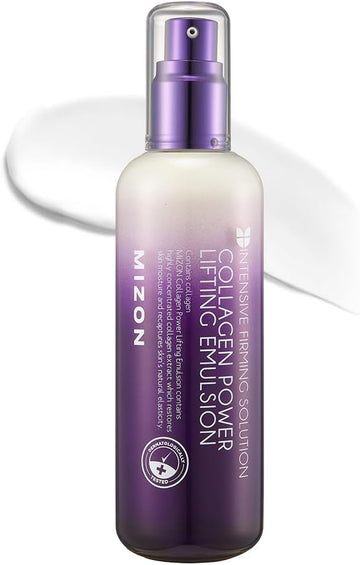 Mizon Collagen Power Lifting Emulsion Marine Collagen With Adenosine And Peptides For High Elasticity Fine Lines Treatment Deep Hydration Face Moisturizer (120 Ml 4.06 Fl Oz)
