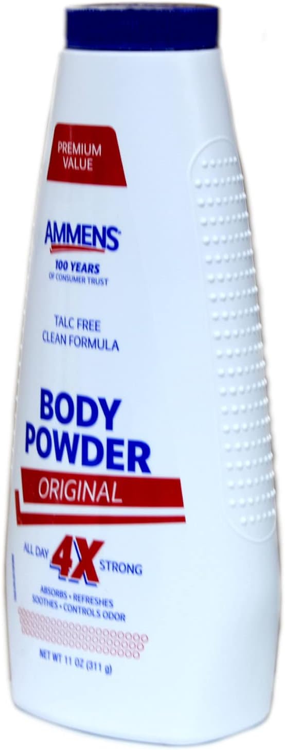 Ammens Body Powder Original – Talc-Free Clean Formula, All-Day 4X Strong Protection, 11 Oz (Pack Of 6)