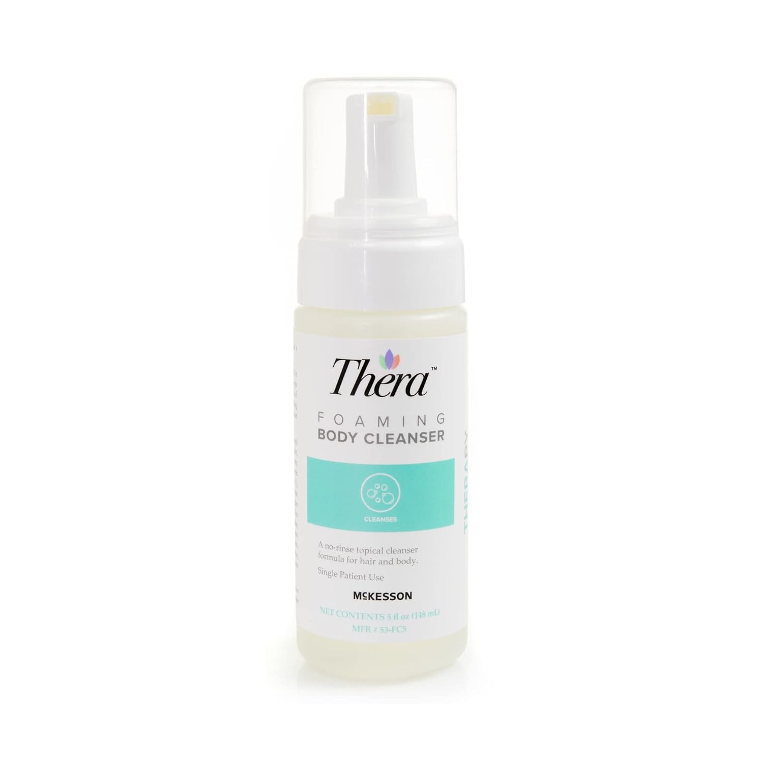 Thera Foaming Body And Hair Cleanser, Rinse-Free Exfoliating Foam, 5 Oz, 12 Count