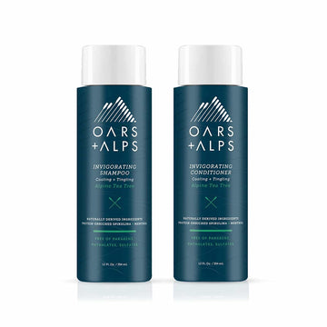 Oars + Alps Men's Sulfate Free Hair Shampoo and Conditioner Set, Infused with Witch Hazel and Tea Tree Oil, Alpine Tea Tree, 12 Fl Oz Each