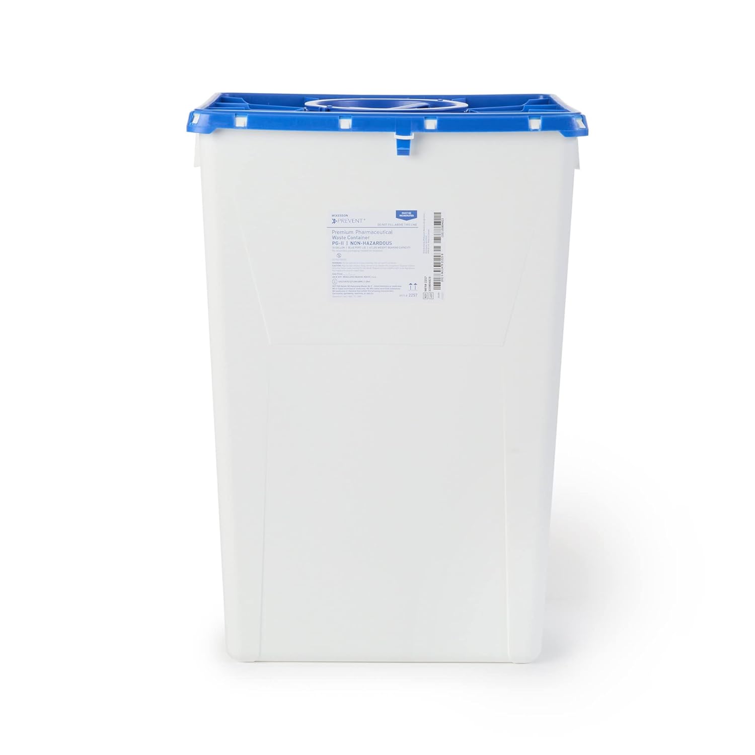 Mckesson Prevent Pharmaceutical Sharps Container, Premium - Pg-Ii, Non-Hazardous, Plastic, Vertical Entry, Rotating Lid - 18 Gal, 13 In X 17 3/10 In X 24 3/5 In, 1 Count