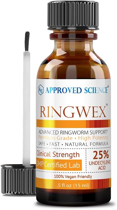 Approved Science® Ringwex - All Natural Ringworm Support With Undecylenic Acid - Uniquely Formulated To Target Deep-Rooted Symptoms - .5 Fl. Oz