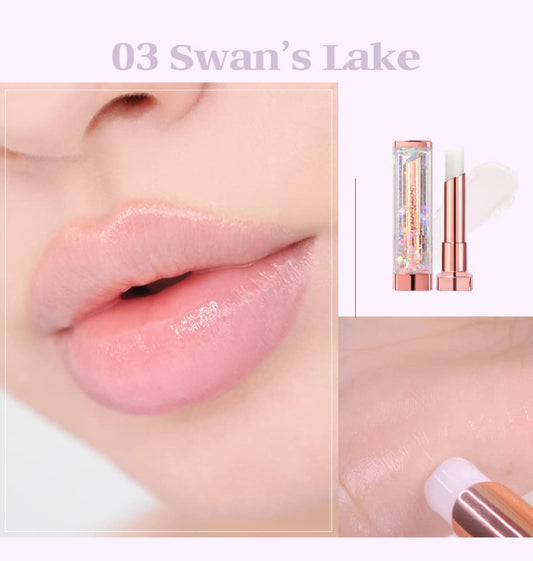 Sparkle Cute Changes Color Lip Balm #03 Swan Lake?Colored Lip Cream Lip Gloss, Glitter Lip Care Lip Pack Birthday Gift Glitter Gift Sequin Shiny Spangle Lipbalm Crema De Labios De Color